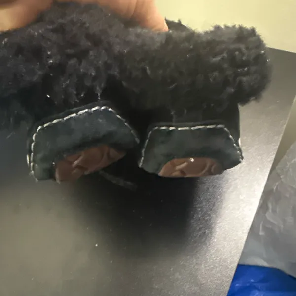 UGG Alena Black Fur Suede Slippers Womens Size 9 - Image 3