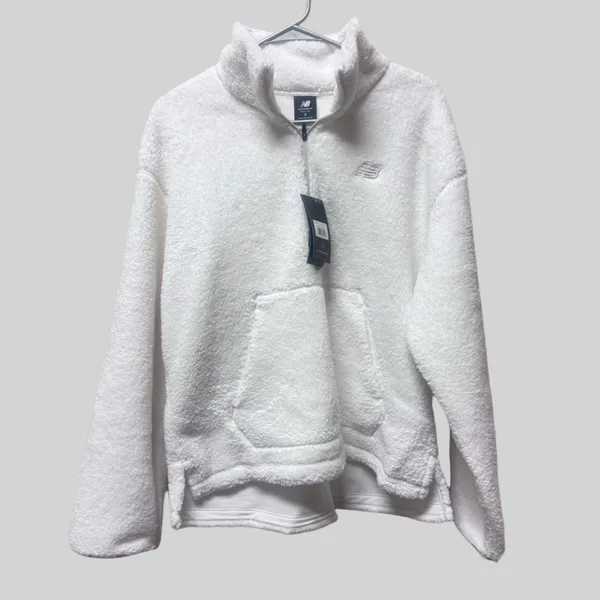 NWT New Balance Achiever Sherpa Pullover Half Zip - Sea‎ Salt - Small - Image 2