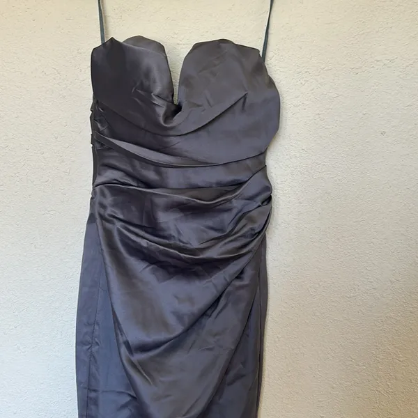 House of CB Fleur SHADOW SATIN STRAPLESS GOWN corset gray maxi dress size L NWOT - Image 12