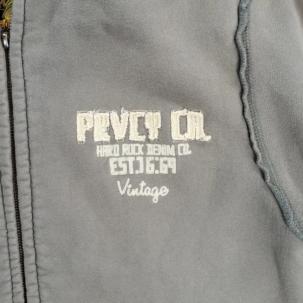 VTG Prvcy CA Full Zip Hoodie Jacket Womens‎ Large Green Yellow Distressed Thick - Image 5