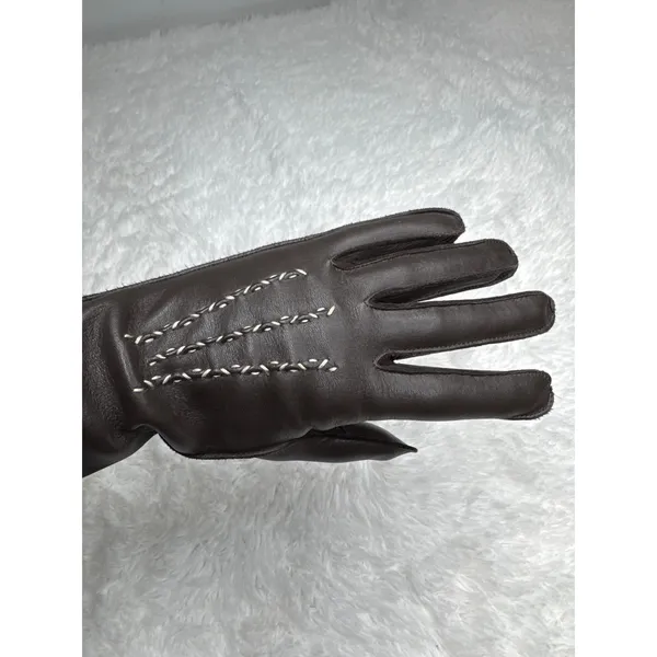 1970s Brown Deerskin Leather Gloves Contrast Whipstitch Size 7 - Image 15