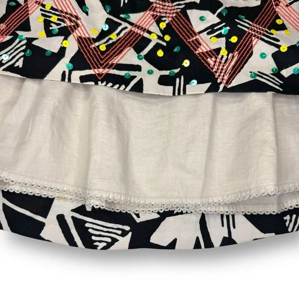 Anthropologie | Odille Abstract‎ Sequin Skirt | A-Line | 6 | Embroidered Lined - Image 4