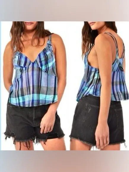 Free People We The Free Plaid Crop Cami Top - Image 4