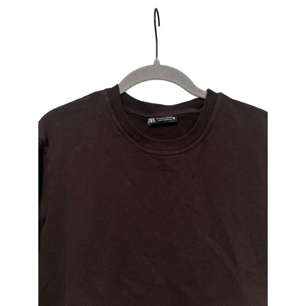 Zara Brown Long Sleeve Sweatshirt Dress M - Image 3