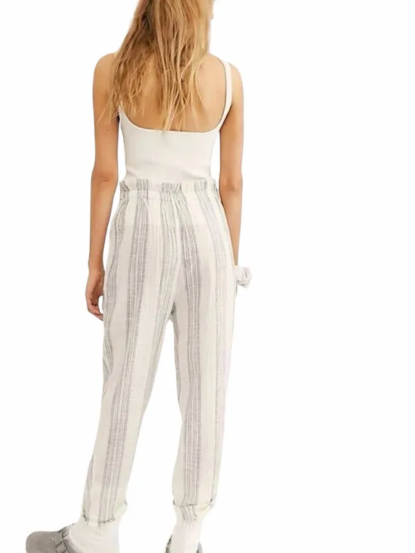 Free People Pants Size Large NWT Ivory Semi Sweet High Rise Coastal Beach Crop - Image 2