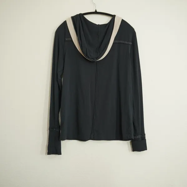 BKE Women's Size Small Long Sleeve Hooded Henley Top Black Tan‎ Trim Fall Casual - Image 6