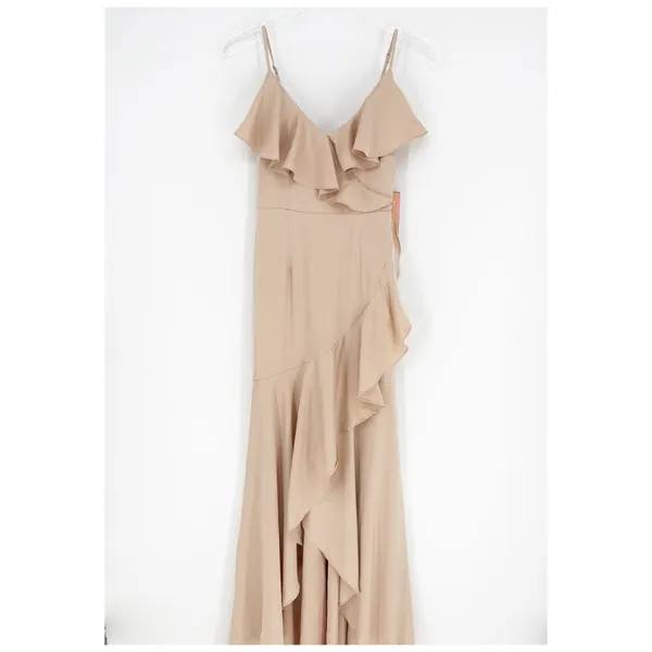 NWT VOW'D Rowan Satin‎ Ruffle Bridesmaid Dress Women's Size 2 Pink - Image 2