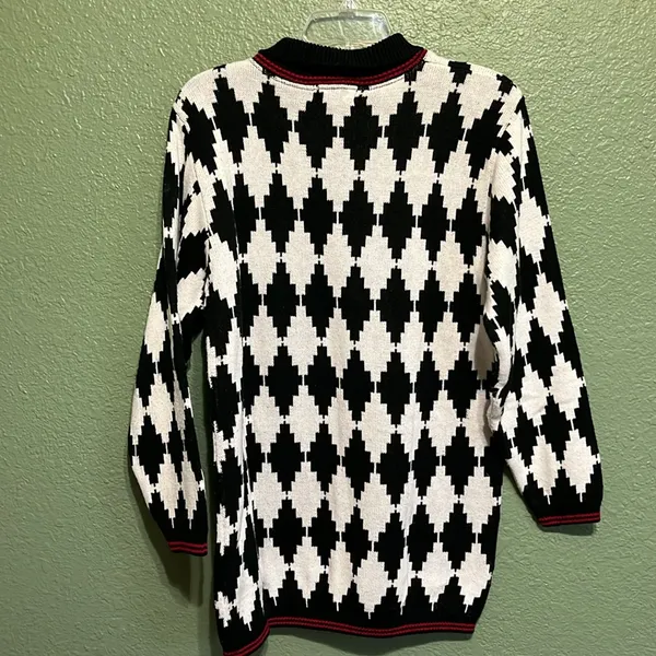 Vintage 90s Argyle Pullover Sweater Unisex Minimalist Classic winter cottagecore - Image 4