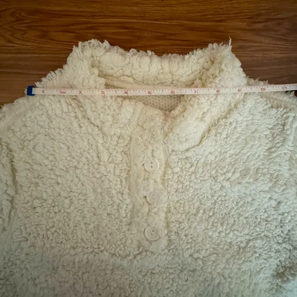 White Sherpa Fleece Pullover (S) - Image 7