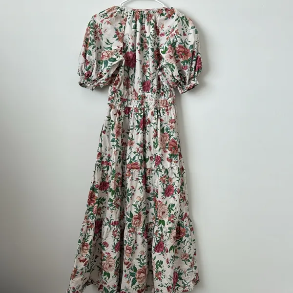 ANTHROPOLOGIE The Somerset Puff Sleeve Edition Floral Rose Printed Dress Size: S - Image 9