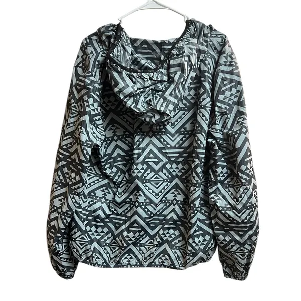 Victoria's Secret PINK Gray Black Aztec Print Anorak Pullover Windbreaker M/L - Image 10