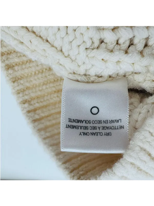 Frame Sofia Cable Knit Ruffle Sweater Beige XS - Image 7