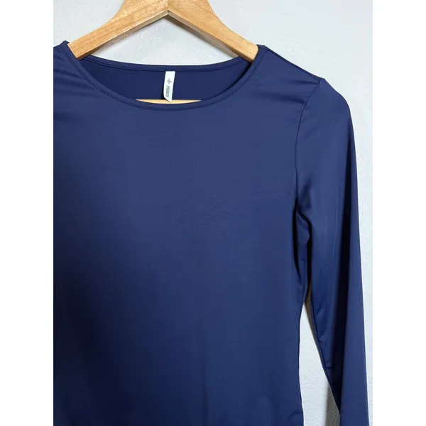 Halara Womens Long‎ Sleeve Crew Neck Thong Bodysuit Navy Blue Size Medium - Image 7