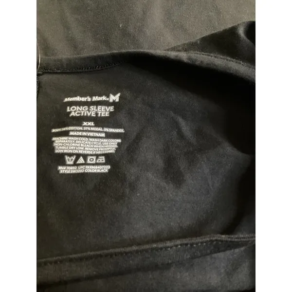 Members Mark Womens Long Sleeve Active Tee Black XXL Keyhole‎ Back SW3203 NWT - Image 4