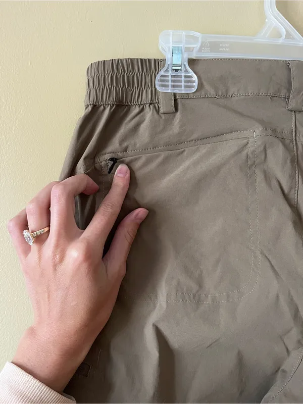 Women's Taupe Cargo Utility Pants with Zip Pockets - Image 5