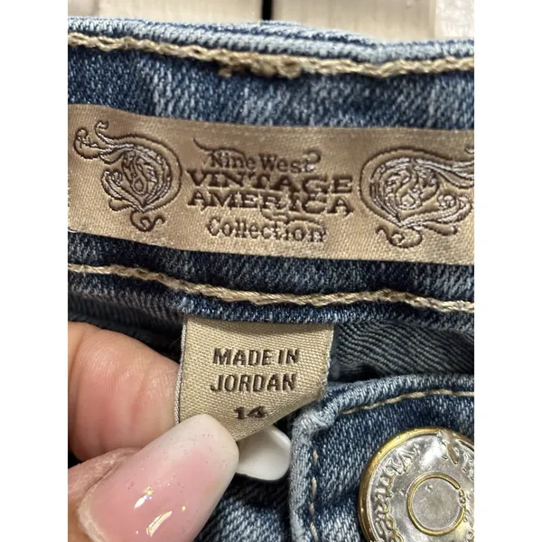 Nine‎ West Vintage Coll. Denim Capris Missy Light Mid Rise Size 14 Wide Leg - Image 4
