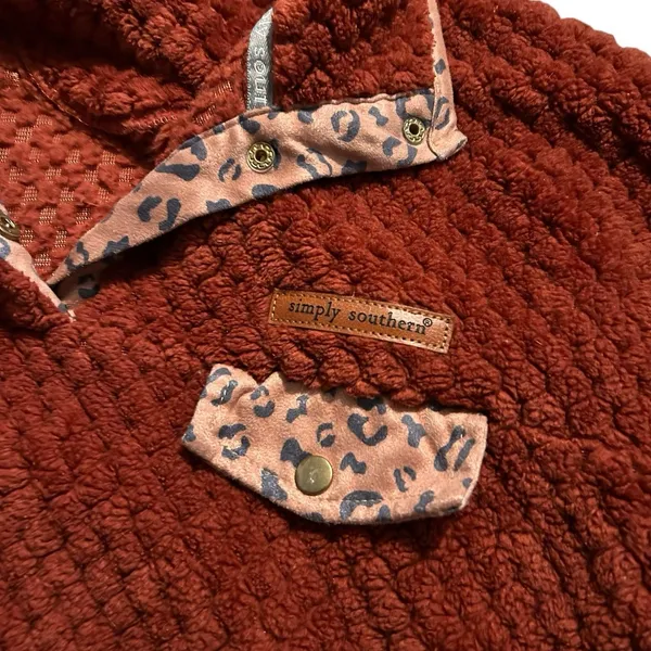 Simply Southern Size Small Simply Soft Auburn Leopard Pullover - Image 3