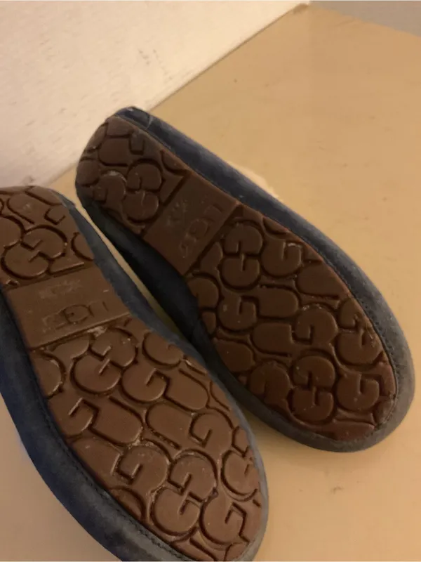 UGG women Navy Suede sheepskin Alena Moccasin Slippers booties US 7 - Image 9
