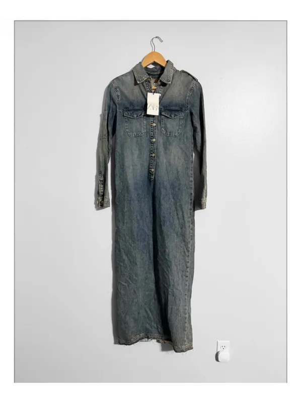 Zara New Raw Hem Maxi Jean Dress - Image 2