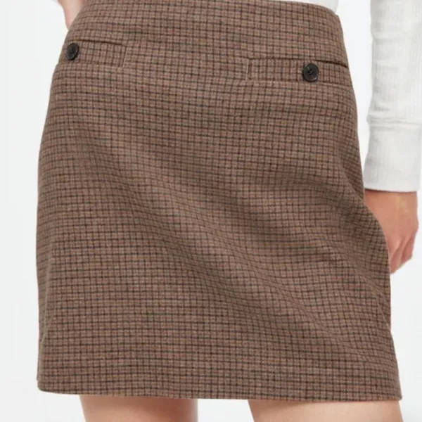 Plaid Mini Skirt A Line‎ Wool Blend Brown Blue Preppy Madewell Women 10 - Image 10