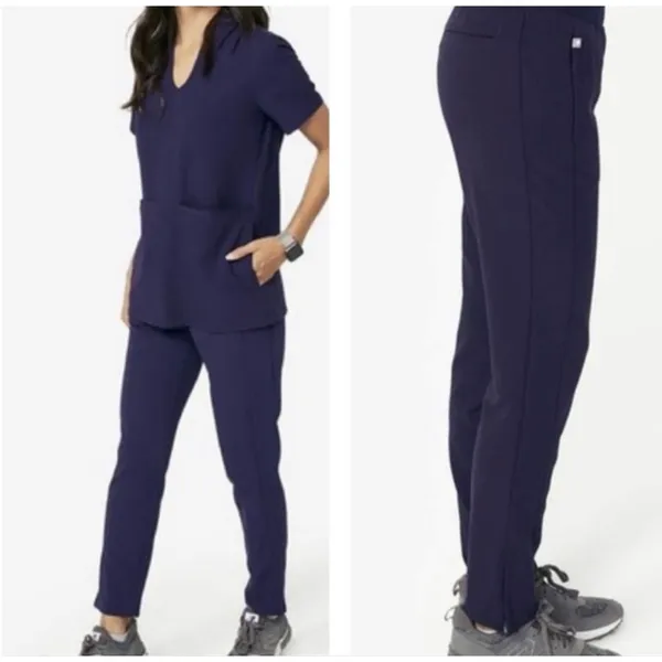 FIGS Tidore Tailored‎ Skinny Scrub Pants Zip Ankle Navy Size Large - Image 2
