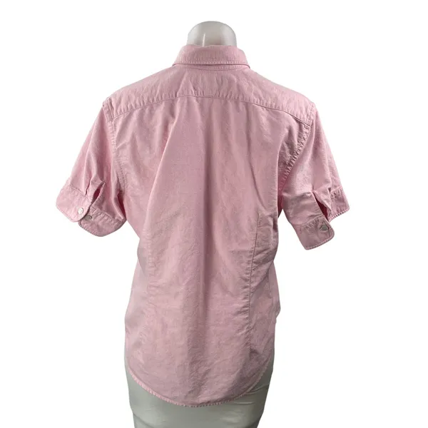 Ralph Lauren Women's Pink Cotton Short Sleeve Button Down Shirt Top Size 14 - Image 3