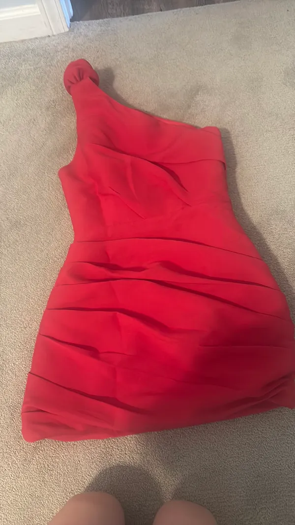 Red Showpo Dress Mini One-Shoulder - Image 2