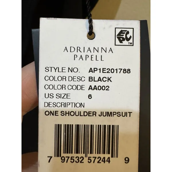 ADRIANNA PAPELL One-Shoulder Jumpsuit In‎ Black Womens Size 6 NWT $199 Cocktail - Image 6