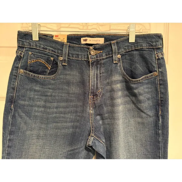 Levis 505 Straight Leg Jeans Womens 8 L Dark Wash Denim Stretch New NWT - Image 3