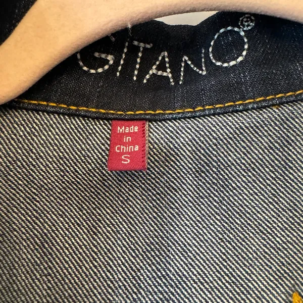 Vintage Gitano Dark Wash Distressed Jean‎ Jacket size small - Image 3