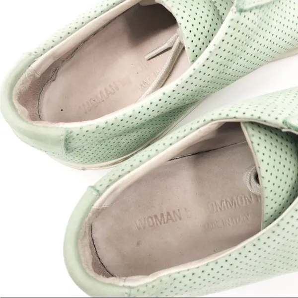 Woman By Common Projects Achilles Low Perforated Mint Green Nubuck Sneakers 7.5 - Image 6