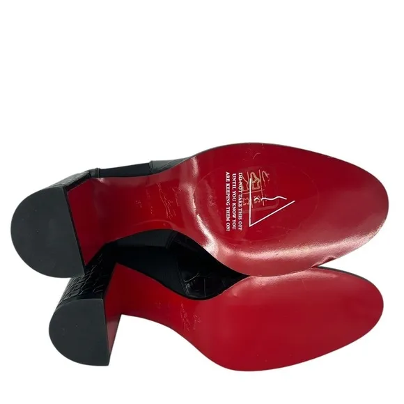 Christian Louboutin Croc Embossed Chelsea Boot 70 Calf Leather in‎ Black Size 37 - Image 15