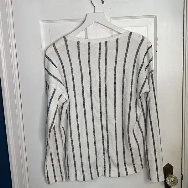 Anthropologie Willa Stripe V Neck Textured Boho Long- sleeve Top W-040 Sz S - Image 8