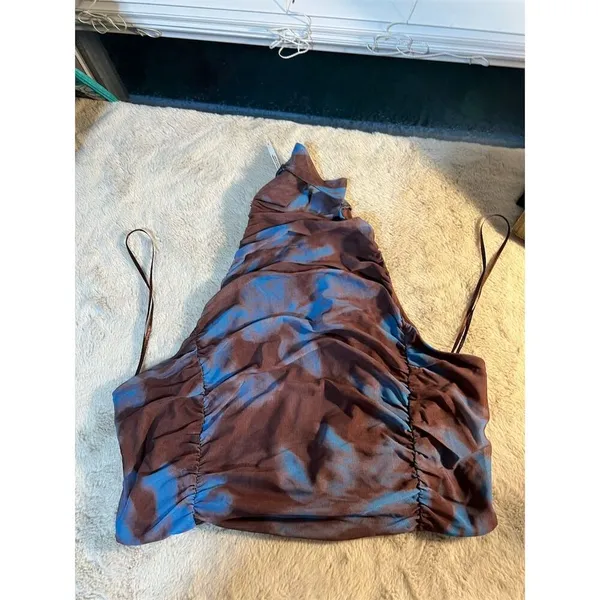 Free People Women's Mesh Halter Top Multicolor Size S Ruffle Accents - Image 9