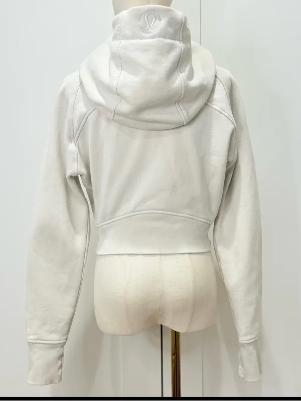 Lululemon Scuba Full-Zip Cropped Hoodie Size 8 Bone Athleisure Lounge Minimal - Image 5