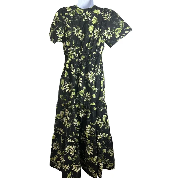 Anthropologie The Somerset Maxi Dress Black Green Floral Cotton Size S - Image 9