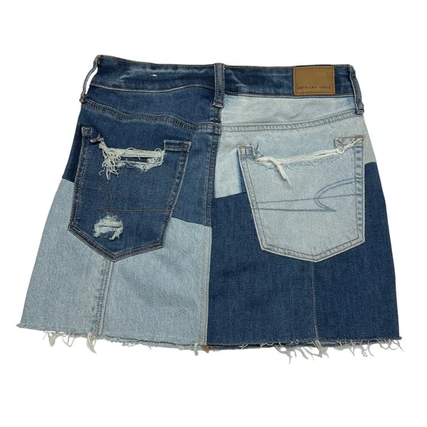 American Eagle‎ Patchwork Denim Mini Skirt Size 00 NWT Y2K Festival - Image 2