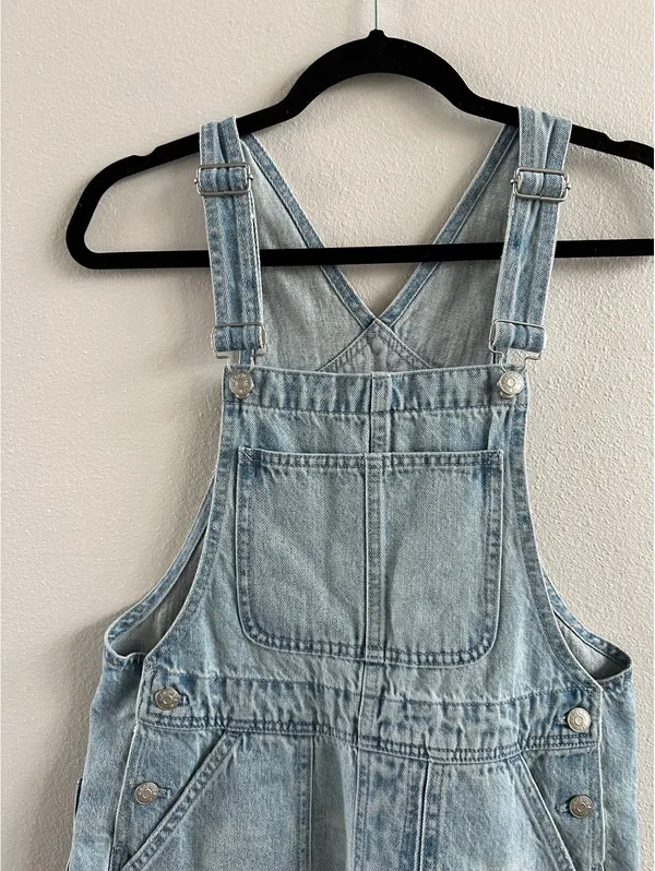 Madewell Oversize Denim Carpenter Shortalls Size Small NEW - Image 4