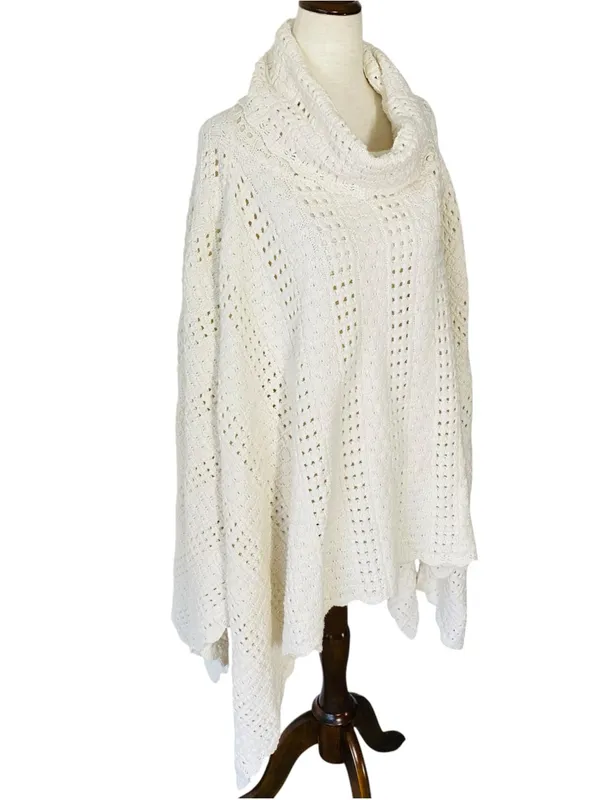 VINTAGE ETC. Crochet Cowl Neck Poncho - Image 2