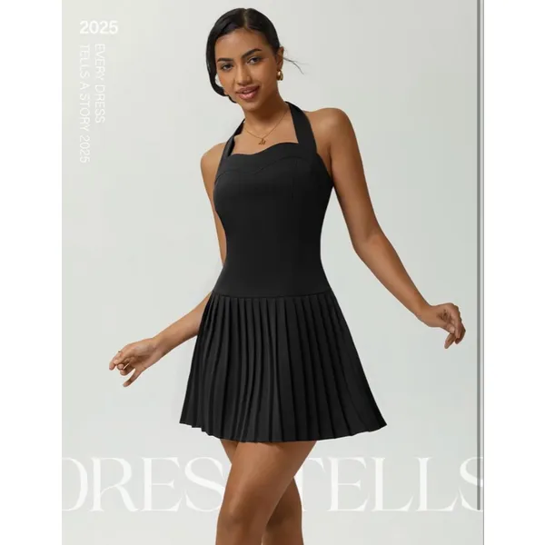 NEW Black Homecoming Cocktail Pleated Halter Mini Dress M - Image 6