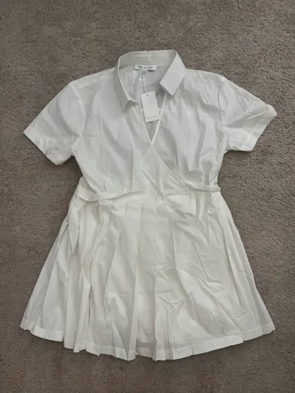 Sofie The label Pleated White Romper Dress Size L - Image 3