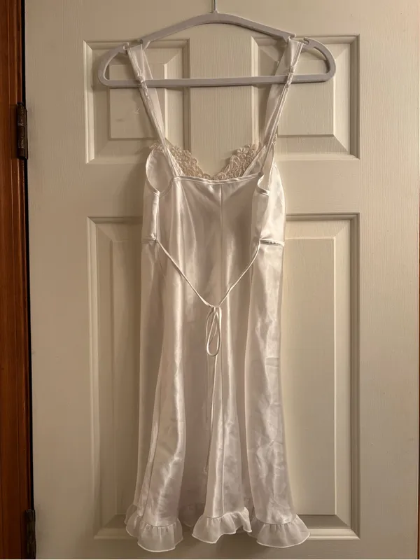 Linea Donatella White Satin Slip Dress - Image 3
