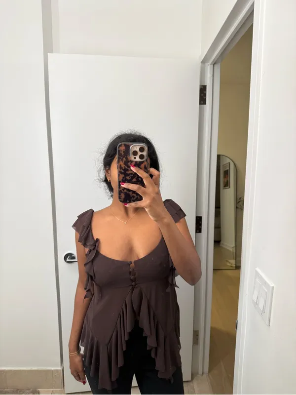 Zara Brown Ruffle-Trim Camisole - Image 3