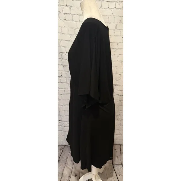 ASOS Design Womens Black Flutter Sleeve Dress Cotton Button Front Size 16 - Image 4
