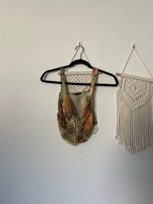 Zara Printed Tulle Corset Top - Image 2