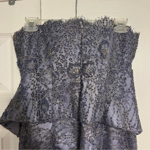 Jovani Purple & Gold Embellished Strapless Dress - Image 4