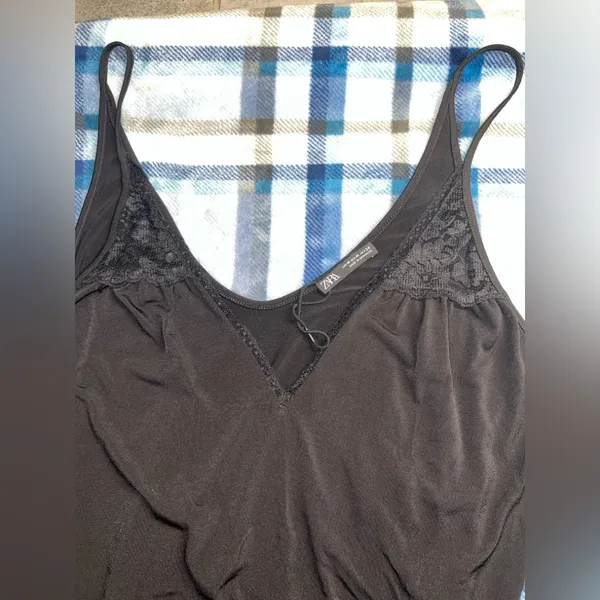 Zara Black Lace Detail Bodysuit - Image 3