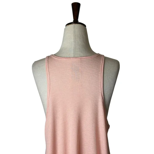 Free People Tank Top Women Medium Pink Ribbed Racerback Scoop Neck Athleisure‎ - Image 4