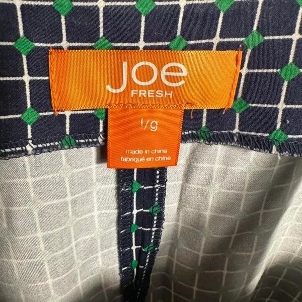 X13. Joe Fresh green and white grid print dress Size L - Image 2