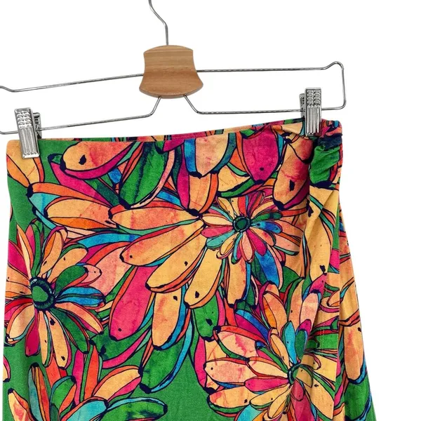 Anthropologie Farm Rio Getaway Midi Skirt Tropical Print Green Pink Size‎ Small - Image 4